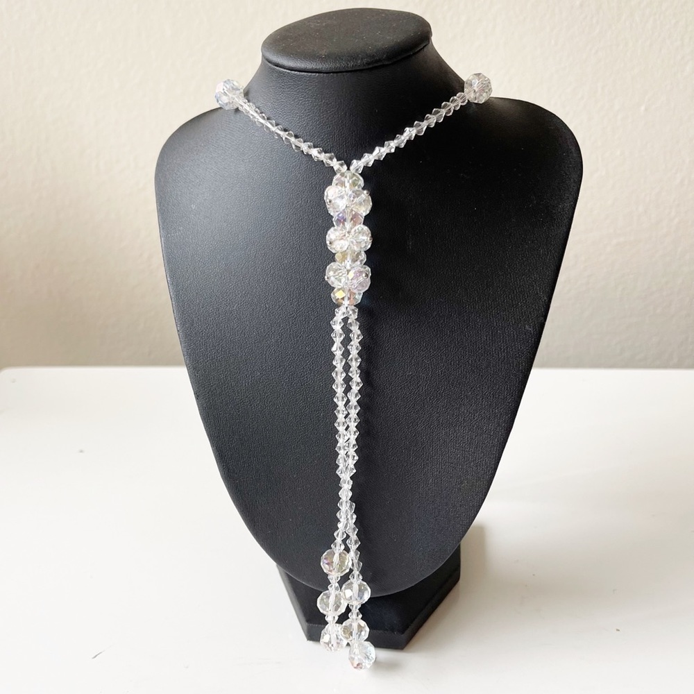 Vintage Crystal Cluster‎ Necklace AB Aurora Borealis
